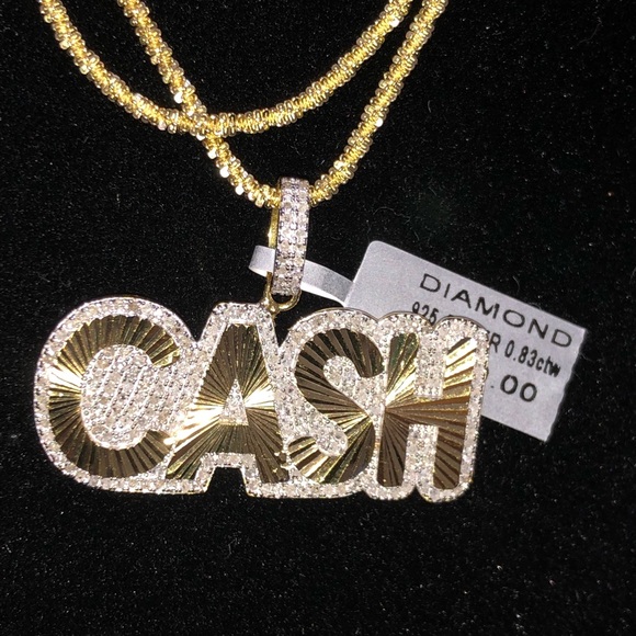 REAL DIAMOND Custom made CASH PENDANT CHARM .83ct certified real APPRAISAL INCl. - Picture 6 of 9